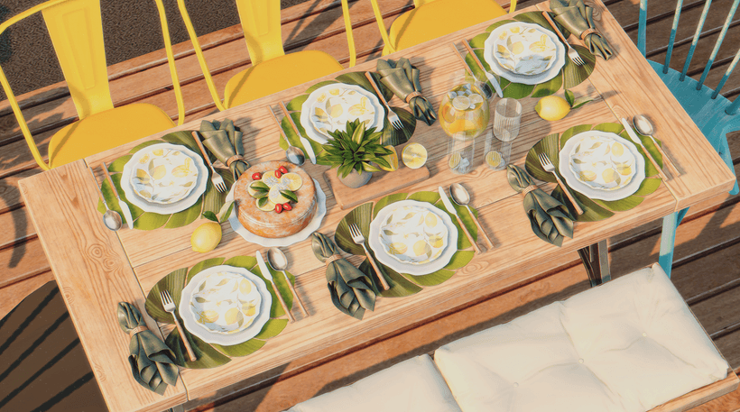 Галерея мода Сет для патио Lemony Dining Set #1